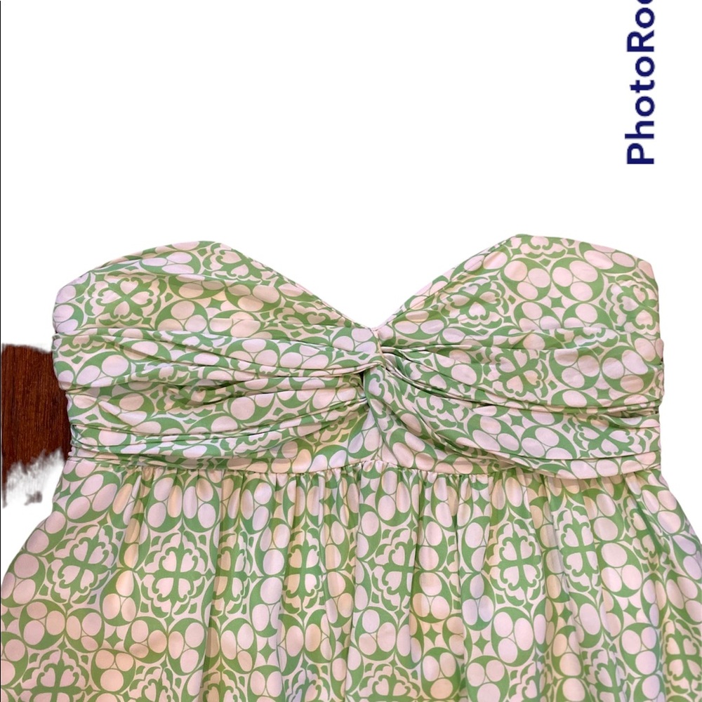 Shoshanna Ruched Twist Bust Strapless Silk Dress - Picture 2 of 5